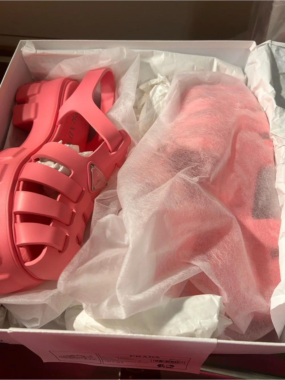 Prada Coral Pink Jelly Platform Fisherman Sandals